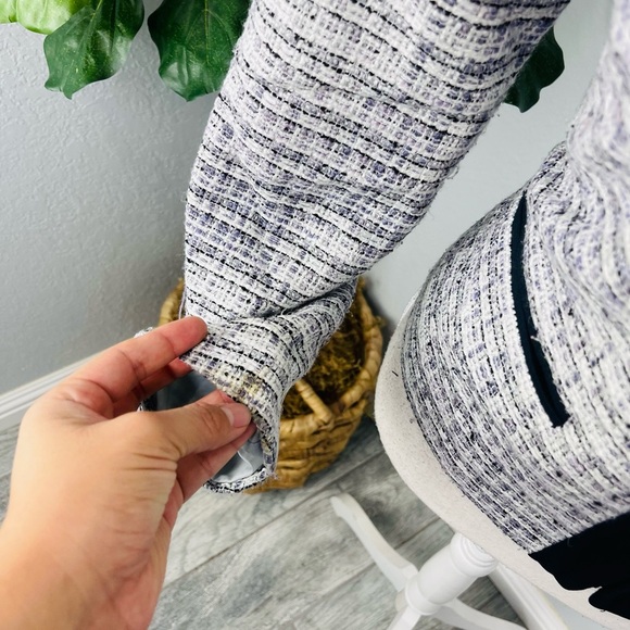 Pendelton Tweed Purple Blue Woven Zip Front Blazer Petite Medium - Picture 4 of 10